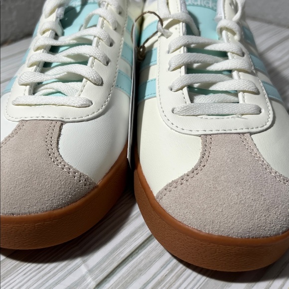Adidas VL Court‎ 3.0 Women's Shoes sneakers white teal stripes size 6.5 lace up - Picture 3 of 14